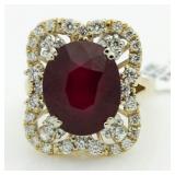 14kt Gold 13.70 ct Ruby & Diamond Ring