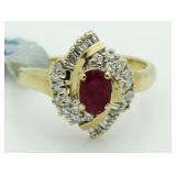 14kt Gold Genuine Ruby & Diamond Estate Ring