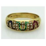 18kt Gold Genuine Gemstone & Diamond Ring