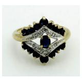 14kt Gold Genuine Sapphire & Diamond Ring