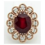 14kt Rose Gold 11.78 cr Ruby & Diamond Ring