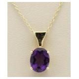 14Kt Gold Oval Amethyst Pendant