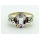 14kt Gold Pink Amethyst & Diamond Ring