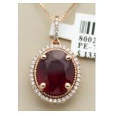 14kt Rose Gold 6.94 ct Ruby & Diamond Pendant