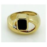 18kt Gold Genuine Green Tourmaline & Diamond Ring