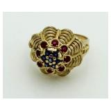 18kt Gold Genuine Sapphire & Ruby Estate Ring