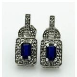 10kt Gold Sapphire & Diamond Earrings