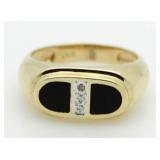 14kt Gold Enamled & Diamond Ring