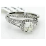 14kt Gold Cushion Cut 1.60 ct Diamond Bridal Set