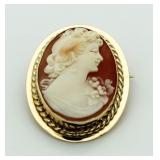 14kt Gold Antique Shell Cameo Pendant