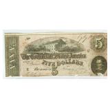 1864 Confederate States $5 Bank Note