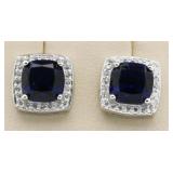 Cushion Cut 4.00 ct Sapphire Earrings