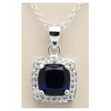 Cushion Cut 3.50 ct Sapphire Pendant