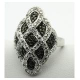 Genuine 1.00 ct Black & White Diamond Ring