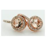 Round 3.00 ct Morganite Designer Earrings