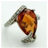 Pear Cut 4.88 ct Orange Sapphire Dinner Ring