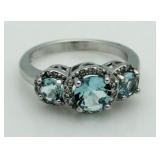 Blue Topaz Past Present Futgure Ring