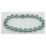 Brilliant 19.00 ct Blue Topaz Tennis Bracelet