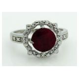 Genuine 2.61 ct Ruby & Diamond Accent Ring