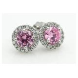 Brilliant 2.00 ct Pink Sapphire Solitaire Earrings