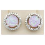 Round 3.00 ct Pink Opal Designer Earrings