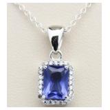 Step Cut Ceylon Sapphire Designer Pendant