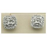 Cushion Cut Diamond Accent Earrings