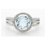 Genuine 2.46 ct Blue Topaz & Diamond Accent Ring