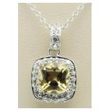 Cushion Cut Canary Yellow Topaz Pendant