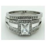 Emerald Cut 2.50 ct White Topaz 2 pc Bridal Set