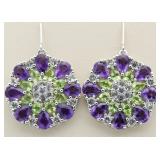 Stunning 8.50 ct Amethyst & Peridot Earrings