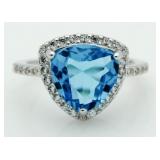 Trillion Cut 3.00 ct Blue Topaz Solitaire Ring