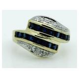 14kt Gold Genuine Sapphire & Diamond Ring