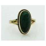 14kt Gold Antique Green Malachite Estate Ring