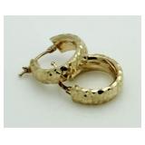 14kt Gold Hammered Hoop Designer Earrings