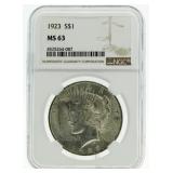 1923 MS63 Peace Silver Dollar