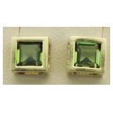 14kt Gold Genuine Peridot Solitaire Earrings