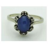 14kt Gold Star Sapphire & Diamond Ring