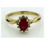 14kt Gold Genuine Ruby & Diamond Ring