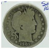 1901-S Barber Silver Half Dollar