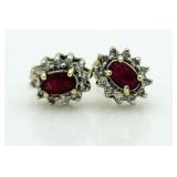 10kt Gold Genuine Ruby & Diamond Earrings