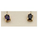 10kt Gold Genuine Amethyst Solitaire Earrings