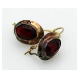 10kt Gold Genuine Garnet Antique Earrings