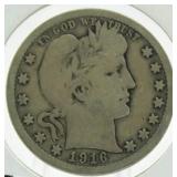 1916-D Barber Silver Quarter