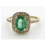 14kt Gold Genuine 2.50 ct Emerald & Diamond Ring