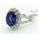 14kt Gold Oval 8.79 ct Sapphire & Diamond Ring