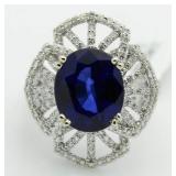 14kt Gold 9.57 ct Sapphire & Diamond Ring