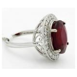 14kt Gold Oval 14.27 ct Ruby & Diamond Ring