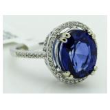 14kt Gold Oval 7.61 ct Sapphire & Diamond Ring