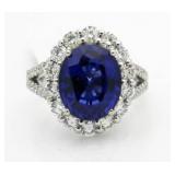 14kt Gold Oval 8.79 ct Sapphire & Diamond Ring